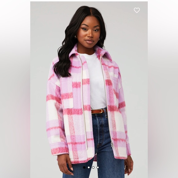 NWT Ena Pelly Lined Ophelia Wool Shacket in Spiced Coral Check, oversized size 8 - Picture 4 of 15